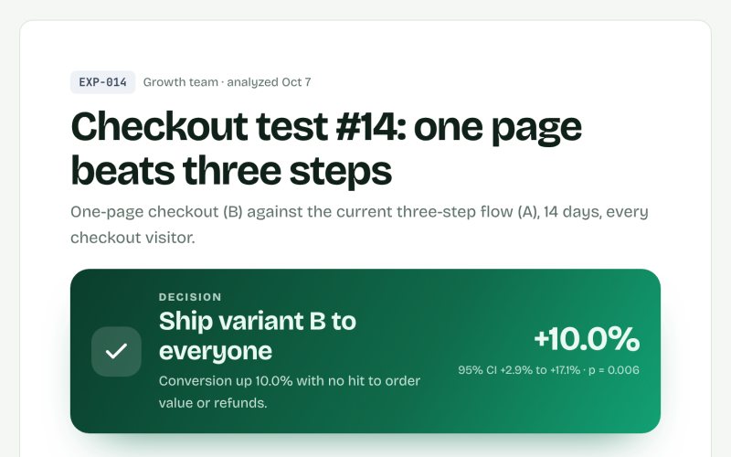 Preview of Checkout test #14 — results